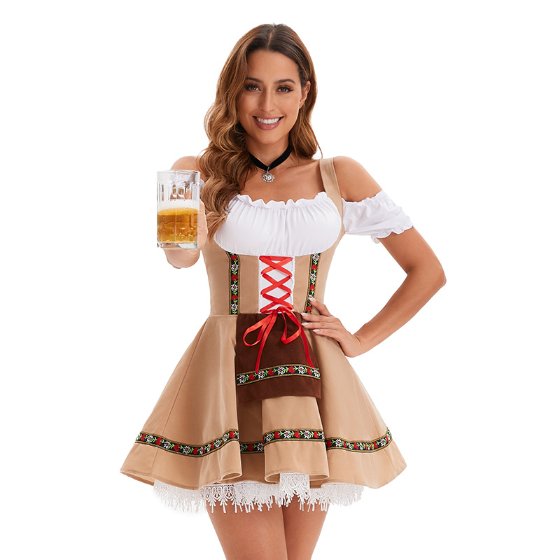 Traditional Bavarian Dirndl Dress Off-Shoulder Festival Costume